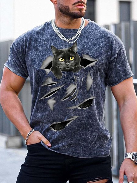 Men’s Black Cat Pattern Regular Fit Text Letters Casual Crew Neck T-Shirt, Deep blue, T-shirts
Men’s Black Cat Pattern Regular Fit Text Letters Casual Crew Neck T-Shirt, Deep blue, T-shirts
