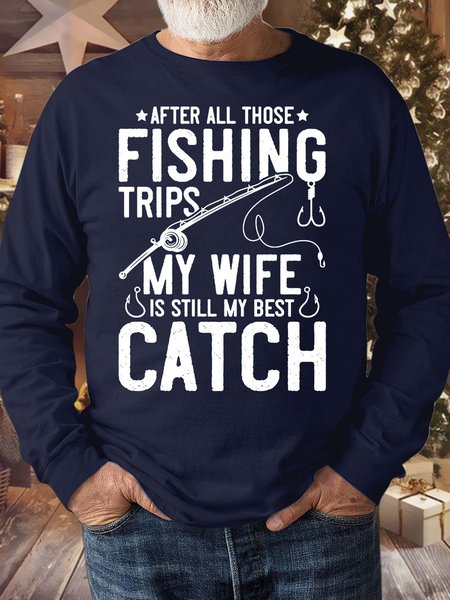 Men’s After All Those Fishing Trips My Wife Is Still My Best Catch Casual Text Letters Crew Neck Regular Fit Sweatshirt, Deep blue, Hoodies&Sweatshirts
Men’s After All Those Fishing Trips My Wife Is Still My Best Catch Casual Text Letters Crew Neck Regular Fit Sweatshirt, Deep blue, Hoodies&Sweatshirts