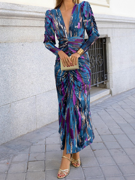 High Elasticity Regular Fit Long sleeve Abstract Elegant Long Dress, Blue, Maxi Dresses
High Elasticity Regular Fit Long sleeve Abstract Elegant Long Dress, Blue, Maxi Dresses