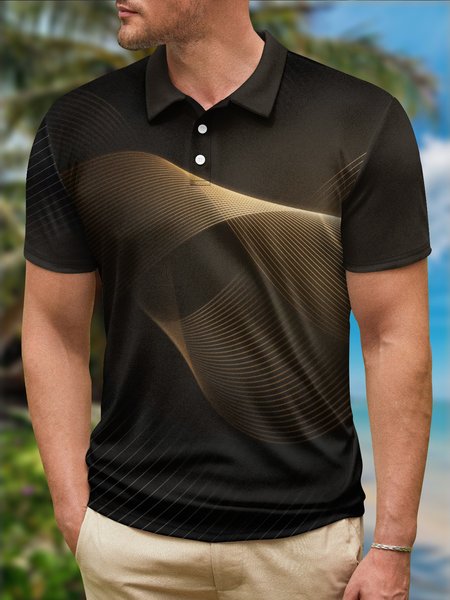 Gradient 3D Black Gold Abstract Stripe Button Short Sleeve Polo Shirt, Polo Shirts
Gradient 3D Black Gold Abstract Stripe Button Short Sleeve Polo Shirt, Polo Shirts