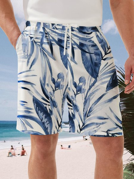 Floral Drawstring Bermuda Short, White, Men's shorts