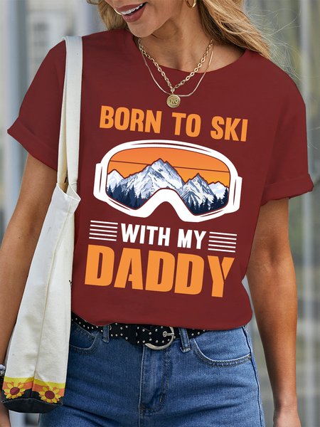 Lilicloth X Jessanjony Born To Ski With My Daddy Women's T-Shirt, Red, T-shirts