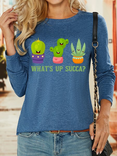 Lilicloth X Jessanjony What's Up Succa Women's Long Sleeve T-Shirt, Blue, Long sleeves