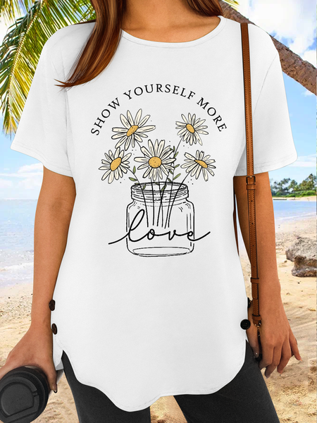 Women’s Daisy Show Yourself More Love Casual Daisy Crew Neck T-Shirt, White, T-shirts
Women’s Daisy Show Yourself More Love Casual Daisy Crew Neck T-Shirt, White, T-shirts