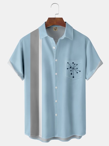 Mid Century Geometric Patterns Chest Pocket Short Sleeve Bowling Shirt, Blue, Men Shirts
Mid Century Geometric Patterns Chest Pocket Short Sleeve Bowling Shirt, Blue, Men Shirts