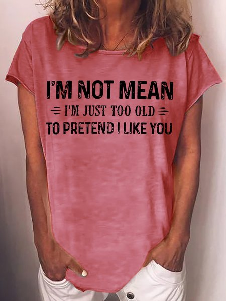 Women's Funny Letter I'm Not Mean Casual T-Shirt, Red, T-shirts