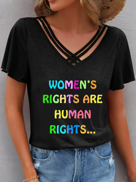 Text Letters V Neck Casual T-Shirt, Deep gray, T-Shirts 
Text Letters V Neck Casual T-Shirt, Deep gray, T-Shirts
