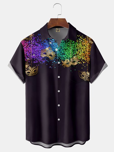 Brazilian Carnival Gradient Mask Chest Pocket Short Sleeve Casual Shirt, Dark blue, Men Shirts
Brazilian Carnival Gradient Mask Chest Pocket Short Sleeve Casual Shirt, Dark blue, Men Shirts