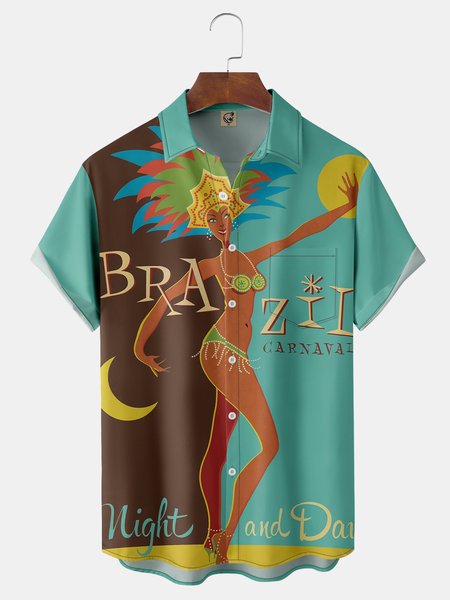 Brazilian Carnival Samba Girl Chest Pocket Short Sleeve Casual Shirt, Cyan, Men Shirts
Brazilian Carnival Samba Girl Chest Pocket Short Sleeve Casual Shirt, Cyan, Men Shirts