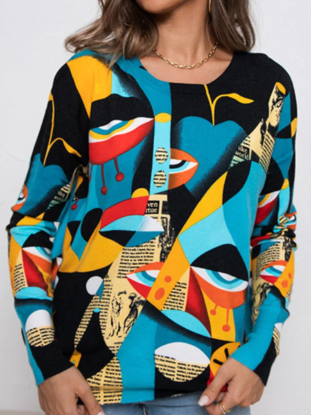 Abstract Casual T-Shirt, Multicolor, T-Shirts
