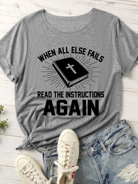 Women's When All Else Fails Read The Instructions Again Casual T-Shirt, Gray, T-shirts
Women's When All Else Fails Read The Instructions Again Casual T-Shirt, Gray, T-shirts