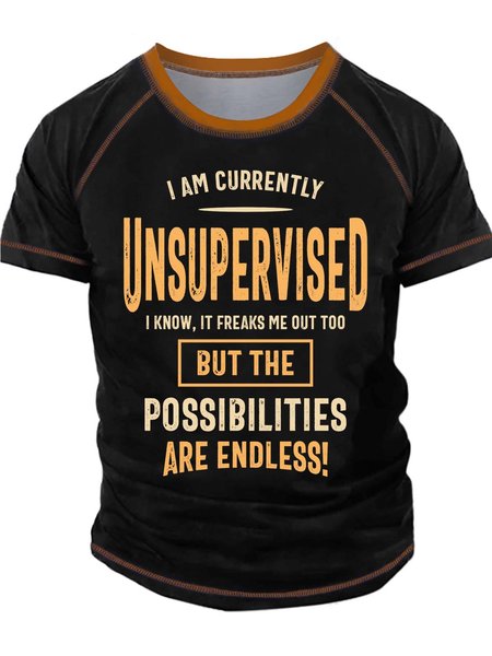 Men’s I Am Currently Unsupervised I Know It Freaks Me Out Too But The Possibilities Are Endless Text Letters Crew Neck Regular Fit Casual T-Shirt, Black, T-shirts
Men’s I Am Currently Unsupervised I Know It Freaks Me Out Too But The Possibilities Are Endless Text Letters Crew Neck Regular Fit Casual T-Shirt, Black, T-shirts