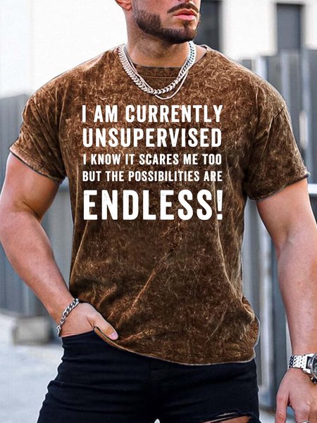 Men’s I Am Currently Unsupervised I Know It Scares Me Too But The Possibilities Are Endless Text Letters Crew Neck Casual Regular Fit T-Shirt, Brown, T-shirts
Men’s I Am Currently Unsupervised I Know It Scares Me Too But The Possibilities Are Endless Text Letters Crew Neck Casual Regular Fit T-Shirt, Brown, T-shirts