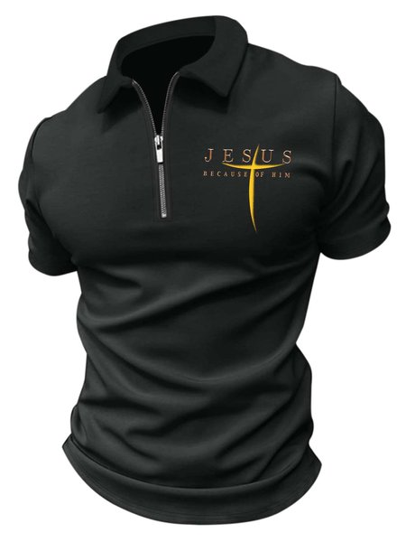 Men’s Jesus Because Of Him Casual Regular Fit Polo Collar Polo Shirt, Black, T-shirts
Men’s Jesus Because Of Him Casual Regular Fit Polo Collar Polo Shirt, Black, T-shirts