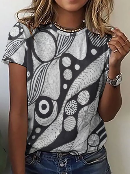 Lilicloth X Mur Mur Style Women's Simple Geometric Print T-Shirt, Black-white, T-shirts
Lilicloth X Mur Mur Style Women's Simple Geometric Print T-Shirt, Black-white, T-shirts