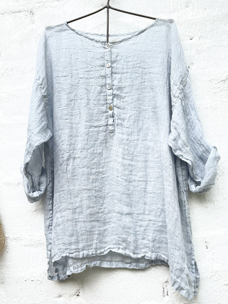 Casual Crew Neck Plain Cotton And Linen Blouse, Sky blue, Shirts & Blouses
Casual Crew Neck Plain Cotton And Linen Blouse, Sky blue, Shirts & Blouses