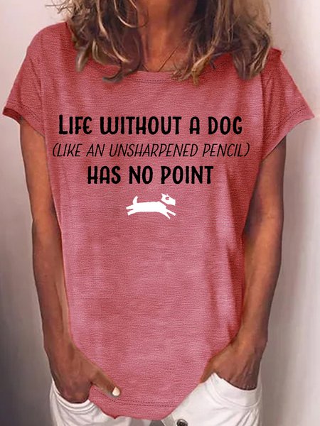 Women's Life Without a Dog Letter Casual T-Shirt, Red, T-shirts
Women's Life Without a Dog Letter Casual T-Shirt, Red, T-shirts