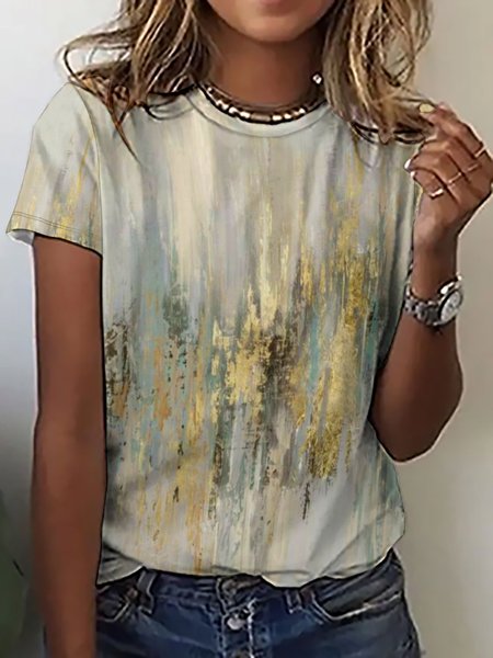 Women's Flow gold pattern impressionist art Art Printing Loose Random Print Casual T-Shirt, As picture, T-shirts
Women's Flow gold pattern impressionist art Art Printing Loose Random Print Casual T-Shirt, As picture, T-shirts