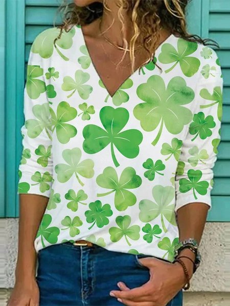 

Saint Patrick's Day T Shirt Casual Loose Shamrock Shirt, Green, T-Shirts