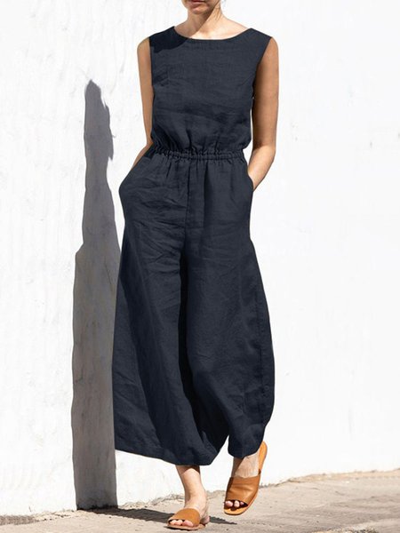 Regular Fit Casual Plain Cotton And Linen Jumpsuit, Dark blue, Jumpsuits&Rompers
Regular Fit Casual Plain Cotton And Linen Jumpsuit, Dark blue, Jumpsuits&Rompers