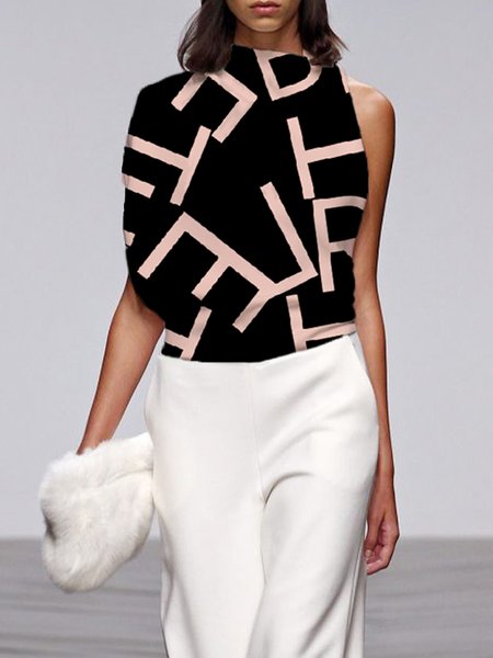 Urban Text Letters Print Sleeveless Loose Blouse, Black, Blouses and Shirts 
Urban Text Letters Print Sleeveless Loose Blouse, Black, Blouses and Shirts