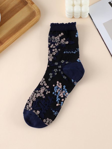 Ethnic Vintage Floral Plant Embroidered Pattern Cotton Socks Daily Accessories, Blue, Socks
Ethnic Vintage Floral Plant Embroidered Pattern Cotton Socks Daily Accessories, Blue, Socks