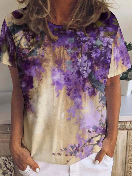 Women’s Plant Pattern Floral Cotton-Blend Casual T-Shirt, As picture, T-shirts
Women’s Plant Pattern Floral Cotton-Blend Casual T-Shirt, As picture, T-shirts