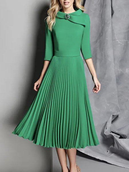 Plain Elegant Regular Fit Midi Wedding Guest Dress, Green, Maxi Dresses
