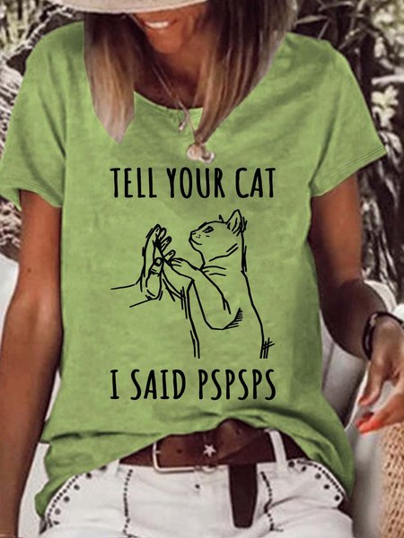Women’s Tell Your Cat I Said Pspsps Casual Cotton Crew Neck Loose T-Shirt, Green, T-shirts
Women’s Tell Your Cat I Said Pspsps Casual Cotton Crew Neck Loose T-Shirt, Green, T-shirts