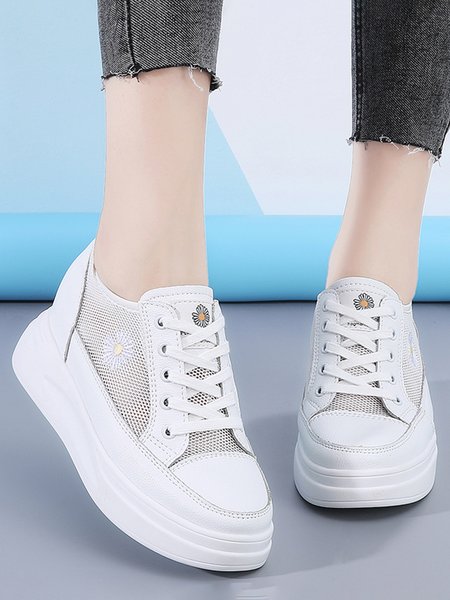 Daisy Leather Breathable Mesh Platform Heightening Sneakers, White-yellow, Sneakers
Daisy Leather Breathable Mesh Platform Heightening Sneakers, White-yellow, Sneakers