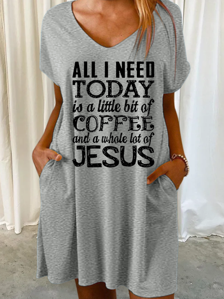 Women's All I need is coffee and Jesus Text Letters Casual V Neck Dress, Gray, Dresses
Women's All I need is coffee and Jesus Text Letters Casual V Neck Dress, Gray, Dresses