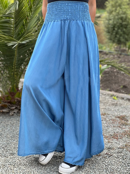 Plain Loose Denim Casual Jeans, Denim blue, Jeans