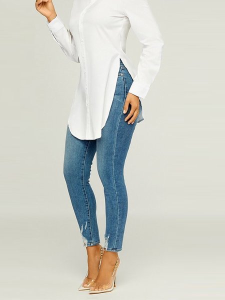 Urban Plain Tight Jeans, Blue, Pants