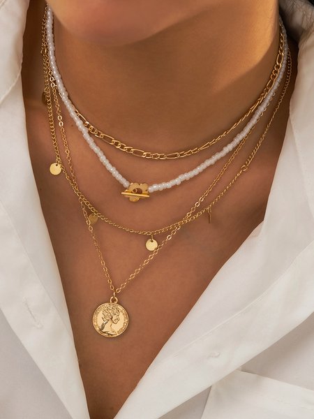 Boho Vacation Pearl Floral Coin Layer Necklace Beach Everyday Jewelry, Golden, Necklaces
Boho Vacation Pearl Floral Coin Layer Necklace Beach Everyday Jewelry, Golden, Necklaces