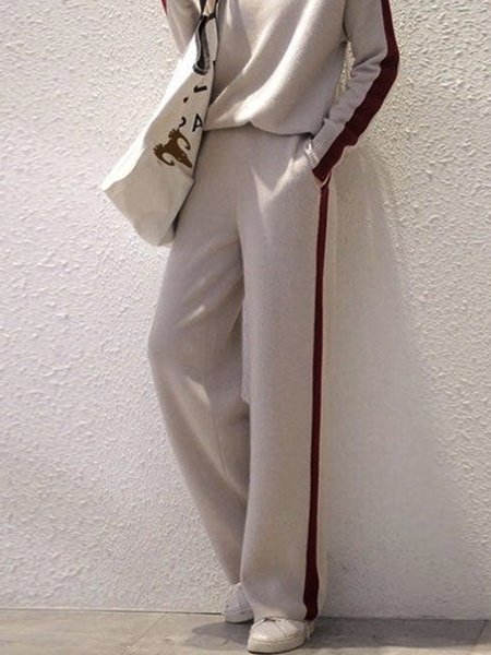 Color Block Regular Fit Daily Simple Fashion Pants, Apricot, Pants