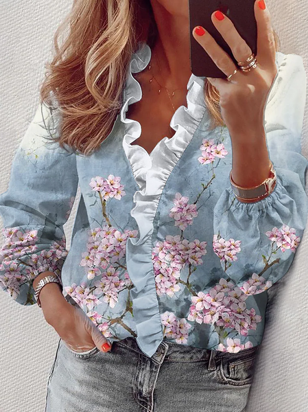 Loose V Neck Casual Cotton-Blend Blouse, Multicolor, Shirts & Blouses
Loose V Neck Casual Cotton-Blend Blouse, Multicolor, Shirts & Blouses