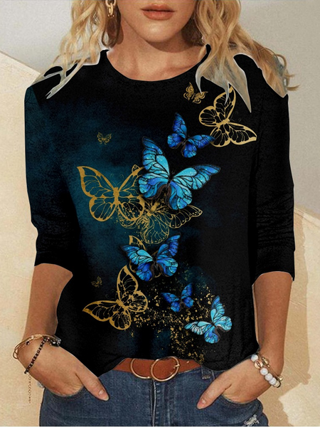 Women's Art Print Regular Fit Butterfly Casual Crew Neck Shirt, As picture, Long sleeves
Women's Art Print Regular Fit Butterfly Casual Crew Neck Shirt, As picture, Long sleeves