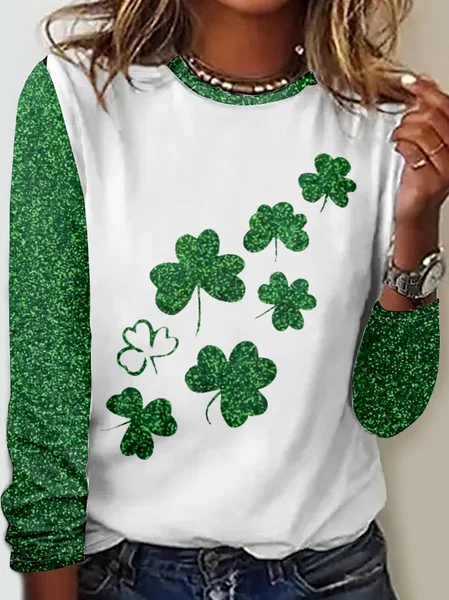 Women's Happy St. Patrick's Day Crew Neck Regular Fit Color Block Simple Shirt, Green, Long sleeves
Women's Happy St. Patrick's Day Crew Neck Regular Fit Color Block Simple Shirt, Green, Long sleeves