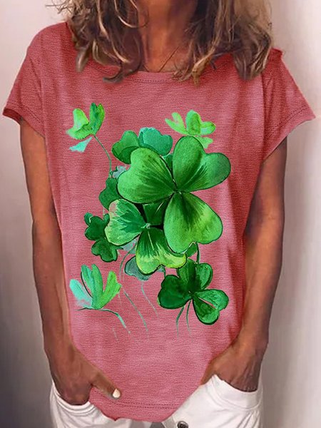 

Women‘s St. Patricks Day Irish Shamrock Print Casual T-Shirt, Red, T-Shirts