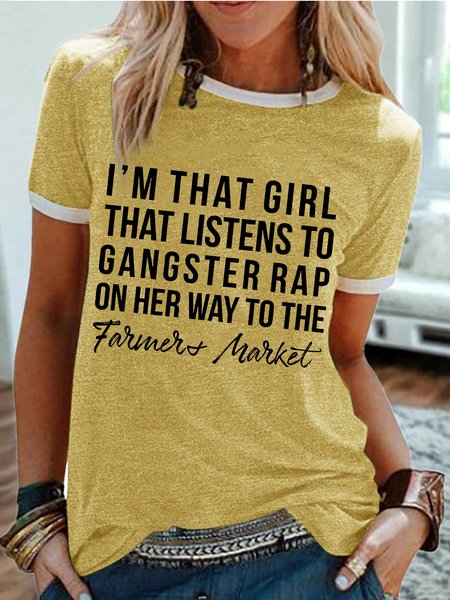 Women's I Am That Girl That Listens To Gangster Rap On Her Way To The Farmers Market Funny Graphic Printing Text Letters Casual T-Shirt, Yellow, T-shirts
Women's I Am That Girl That Listens To Gangster Rap On Her Way To The Farmers Market Funny Graphic Printing Text Letters Casual T-Shirt, Yellow, T-shirts