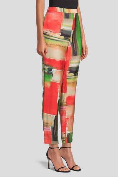 Daily Elegant Colorblock Fashion Pants, Red, Pants