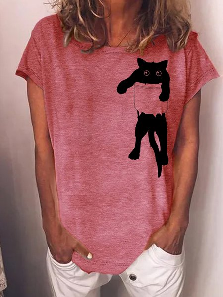 Women's Pocket Black Cat Funny Graphic Printing Crew Neck Cat Casual T-Shirt, Red, T-shirts
Women's Pocket Black Cat Funny Graphic Printing Crew Neck Cat Casual T-Shirt, Red, T-shirts