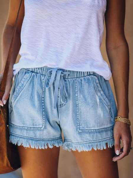 Casual Plain Loose Denim Jeans, Light blue, Jeans