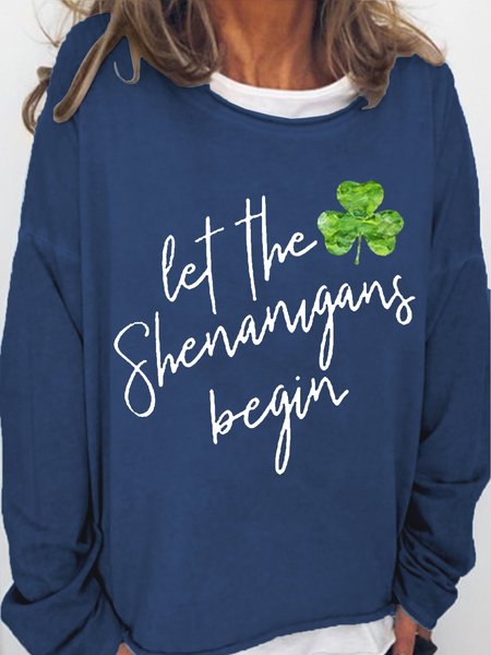 Women's Let The Shenanigans Begin Lucky Shamrock Crew Neck Casual Sweatshirt, Dark blue, Hoodies&Sweatshirts
Women's Let The Shenanigans Begin Lucky Shamrock Crew Neck Casual Sweatshirt, Dark blue, Hoodies&Sweatshirts