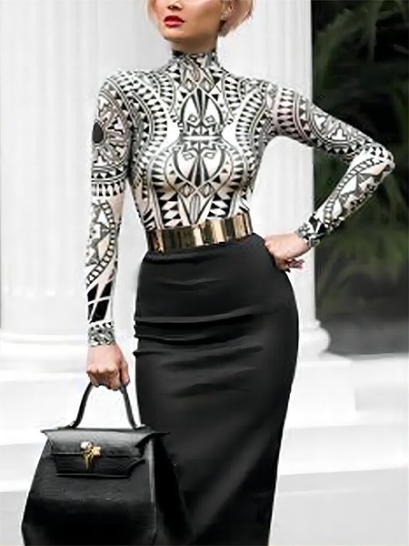 Elegant Tight Micro-Elasticity Regular Size T-Shirt, As picture, Tees