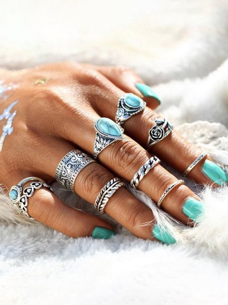 10Pcs Boho Ethnic Pattern Ring Set Vintage Vacation Beach Jewelry, Silver, Rings
10Pcs Boho Ethnic Pattern Ring Set Vintage Vacation Beach Jewelry, Silver, Rings
