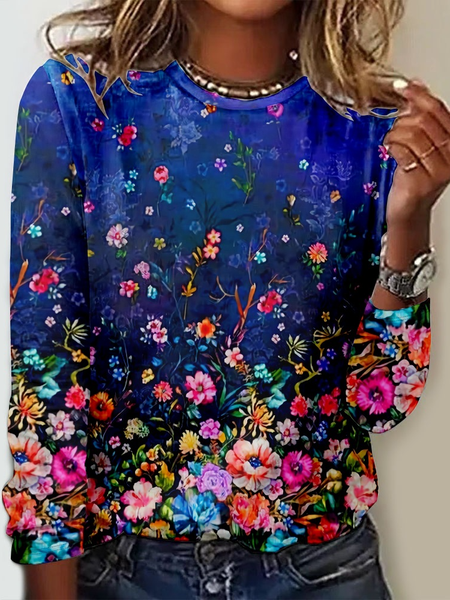 Women's Art Floral Printing Casual Crew Neck Plants Regular Fit Shirt, As picture, Long sleeves
Women's Art Floral Printing Casual Crew Neck Plants Regular Fit Shirt, As picture, Long sleeves