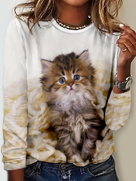 Women's Cat Art Graphic Printing Casual Crew Neck Shirt, As picture, Long sleeves
Women's Cat Art Graphic Printing Casual Crew Neck Shirt, As picture, Long sleeves
