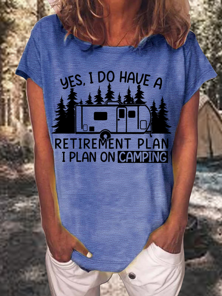 Women's Funny Camping Retirement Plan Casual Text Letters Loose Cotton T-Shirt, Blue, T-shirts
Women's Funny Camping Retirement Plan Casual Text Letters Loose Cotton T-Shirt, Blue, T-shirts