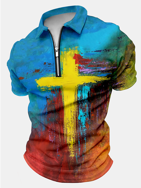 Men's Religious Cross Art Printing Polo Collar Casual Regular Fit Text Letters Polo Shirt, As picture, T-shirts
Men's Religious Cross Art Printing Polo Collar Casual Regular Fit Text Letters Polo Shirt, As picture, T-shirts
